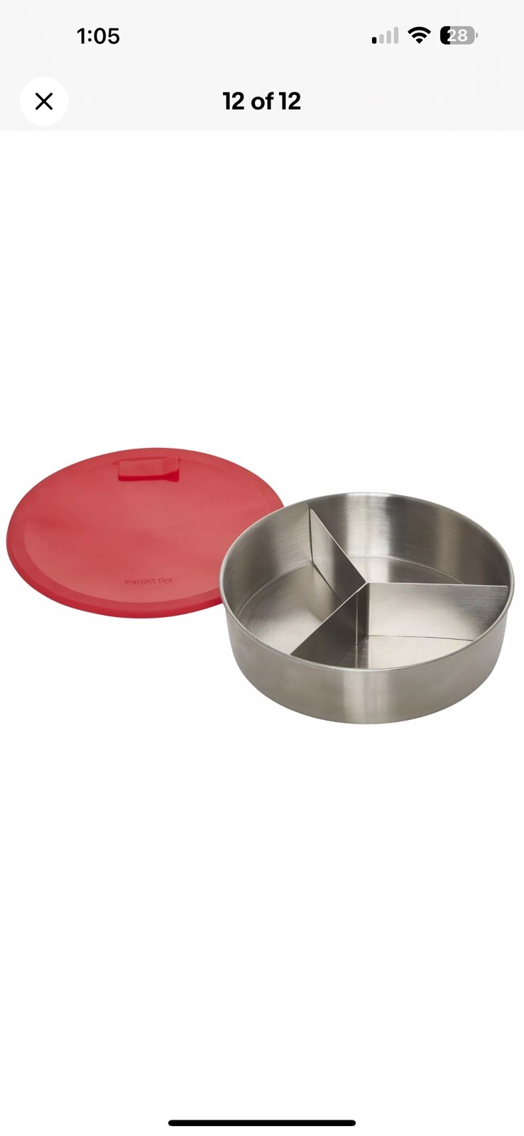 Instant Pot Official Round Cake Pan with Lid and Removable Divider Snap on Lid-image