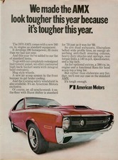 1969 Amc Amx Hood Scoop Grill American Motors Red Car Photo Vintage Print Ad