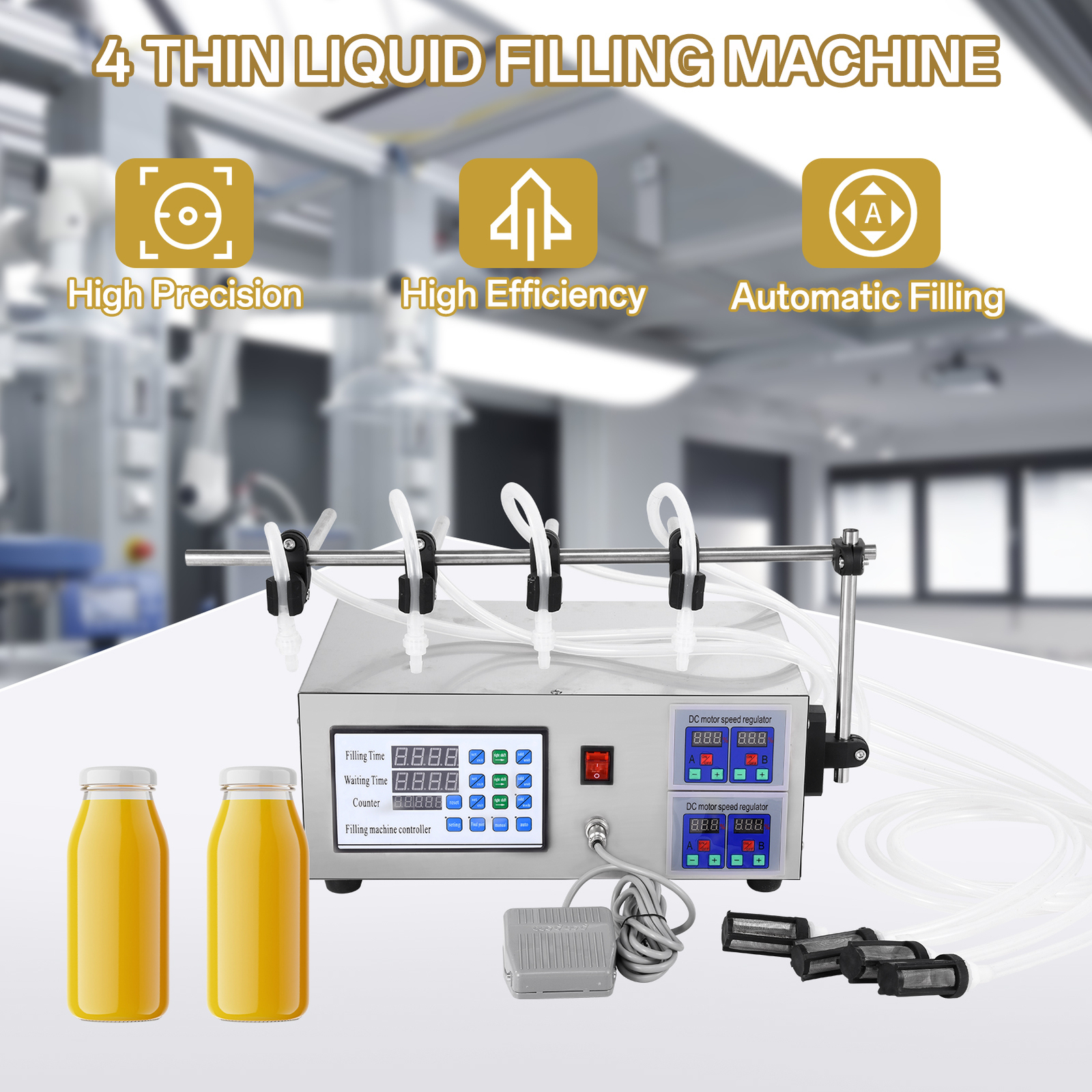 4 Heads Automatic Digital Control Bottle Filler Liquid Filling Machine 5-2800ml