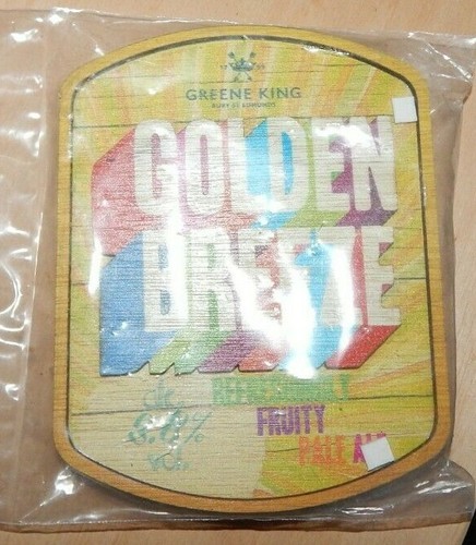 WOOD BAR PUMP LABEL , GREENE KING ,GOLDEN BREESE ,BEERESHINGLY FRUITY PALE ALE - Picture 3 of 4