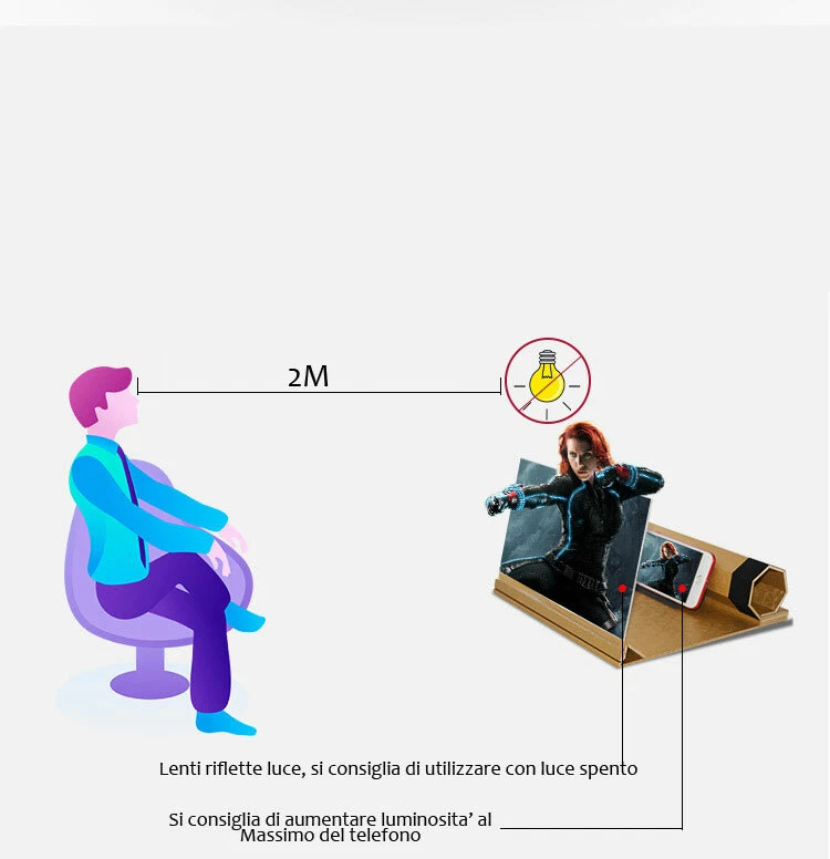 Ingranditore Schermo Zoom Smartphone Telefonino Proteggi occhi o AMPLIFICATORE - Immagine 4 di 4