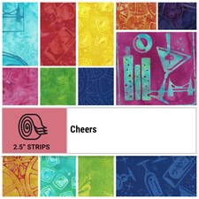 CHEERS BATIK COCTAILS 40 2-1/2 Strips Jelly Roll By Island Batik