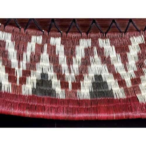 Wounaan Embera Native Werregue Palm Hand Woven Tray Bowl Basket Colorful Geometr - Picture 5 of 8