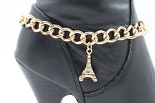 New Women Gold Metal Chain Boot Bracelet Anklet Shoe Charm Jewelry Eiffel Tower
