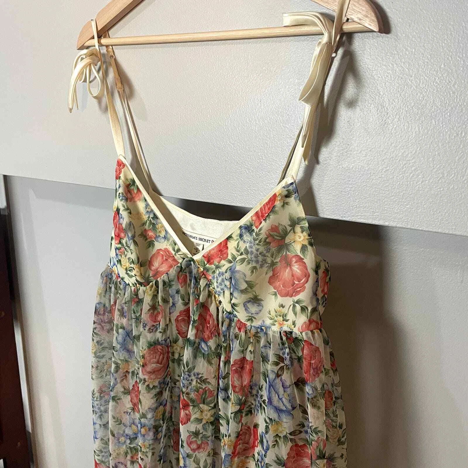 UNDERCOVER Mini Abito Slip Vintage Victoria’s Secret Trasparente Floreale Lingerie Babydoll Taglia S