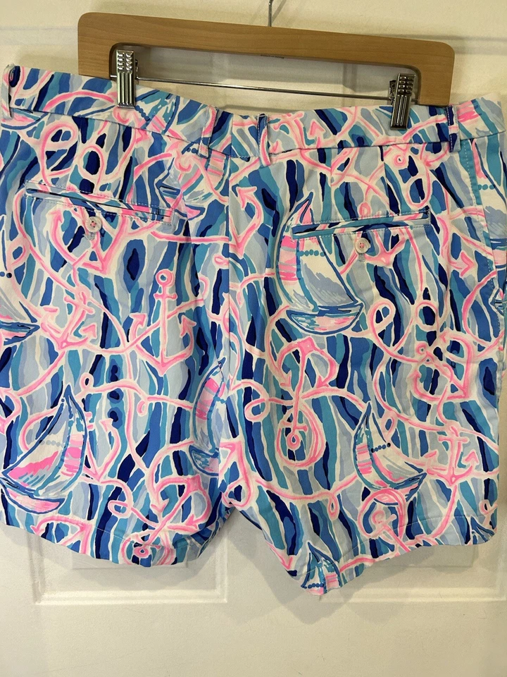 Pantalones Cortos Lilly Pulitzer Para Hombre Beaumont Elásticos Carrete Náutico Desnatado Azul Talla 40 Foto 2 de 4