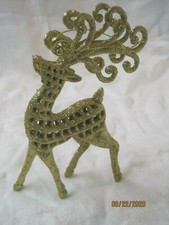 Plastic Christmas Ornament gold dusted 3D Deer 3