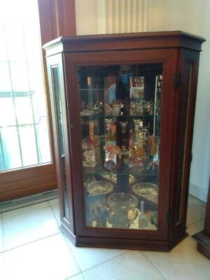 VETRINETTA AD ANGOLO IN LEGNO MASSICCIO ARTE POVERA NOCE SCURO