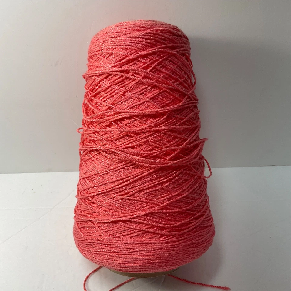 Yarn Cone No Label Coral Rayon Blend  Lace 3 Ply  1.500 YardsNewVintage - Image 4 of 4