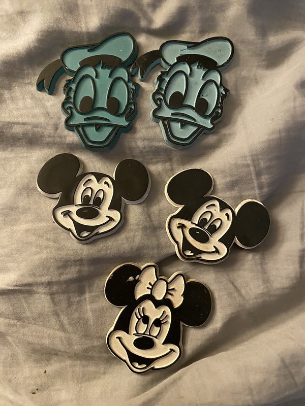 Vintage Mickey Disney Set Of 5 Head Rubber Refrigerator Magnet 1980's