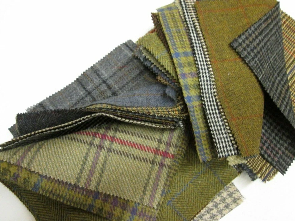 Tweed Patchwork 100% Wool Remnant Offcuts Squares 10 Pieces 23cm (9") - Image 3 of 4