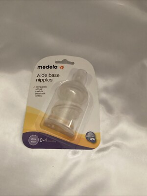 NIPPLES TEATS Medela Nipple for Feeding Bottle x3 WIDE BASE Slow Medium 0-4  Mths