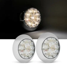 Two 4" Round Surface Mounted 10 LED Backup Reverse Lights With Chrome Bezels