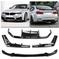 Kit Scocca Splitter Anteriore Labbro+Diffusore Posteriore Per Bmw M3 M4 F80 F82 F83 Nero Lucido