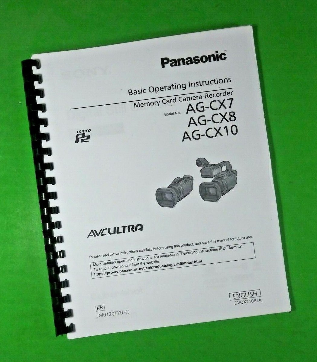 Owners Manual for Panasonic AG-CX7 CX8 CX10 Camera 60 Pages W