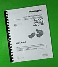 Owners Manual for Panasonic AG-CX7 CX8 CX10 Camera 60 Pages W/Clear Covers!