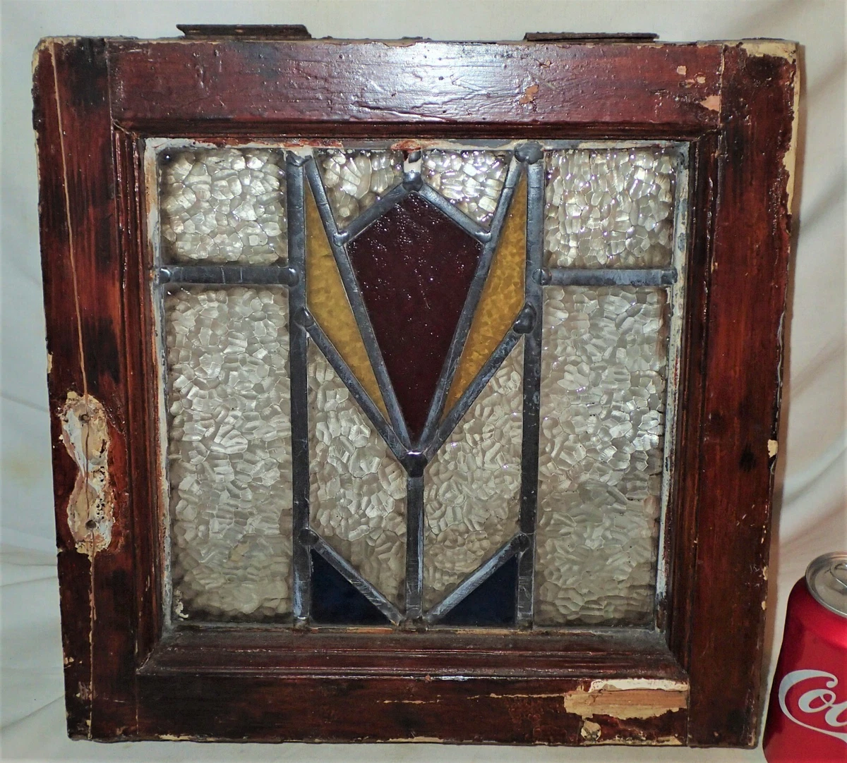 1 ANTIQUE CT HOME ARCHITECTURAL SALVAGE STAINED GLASS WINDOW IN FRAME ART  DECO | eBay