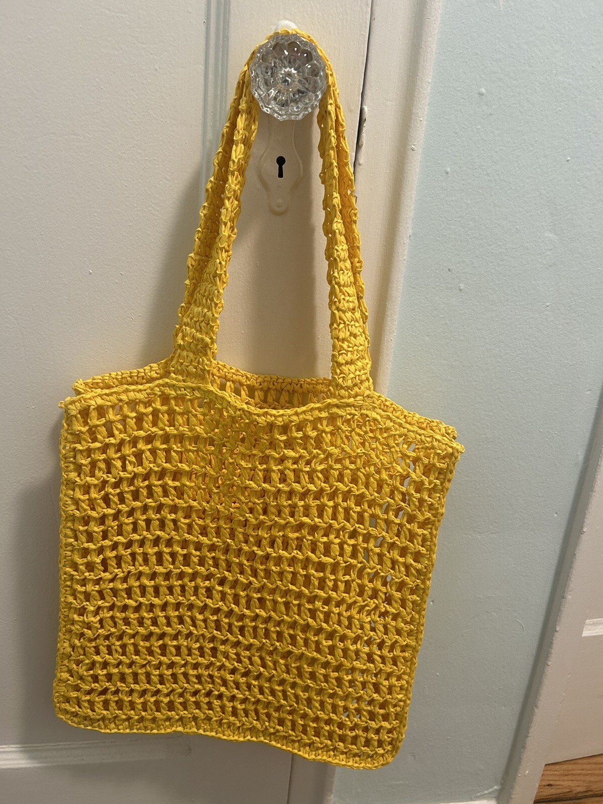 Yellow Women’s Solid Crochet Double Flat Trap Tot… - image 10