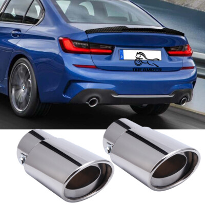 2PCS Stainless Steel Rear Exhaust Pipe Tail Muffler Tip For 3 Series E90 E91 E92