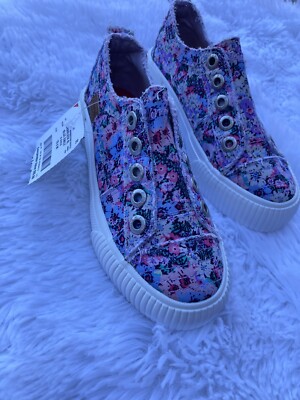 Blowfish Malibu Canvas Sneakers Girls Youth Size 13 Floral Slip-On