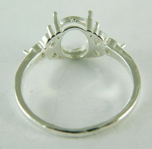 6470 STERLING SILVER RING SETTING, 7 STONE, 1-10X8MM OVAL & 6-2.5MM ROUND,SZ 8.5 - Picture 4 of 5