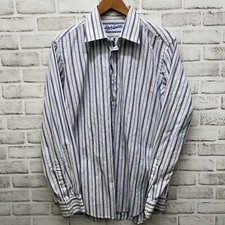 Robert Graham Cotton Striped Long Sleeve Button Down Dress Shirt Mens Size 16L