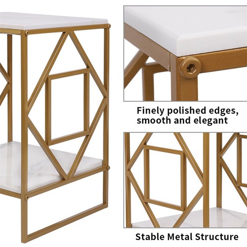 Vintage Table Coffee Side Table Novelty Metal Frame w/ Marble Top Photo Display - Picture 12 of 12