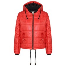 Kids Girls Jacket Bella High Shine Red Hooded Padded Quilted Puffer Jackets 5-13