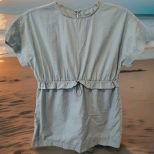 ZARA SEA GREEN NYLON SHORTSLEEVE ELASTICIZED WAIST MIDI ROMPER GIRLS SIZE 6-7Y