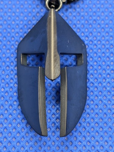 Black Stainless Roman Spartan Gladiator Helmet 22" Necklace + Free Trident - Picture 2 of 8