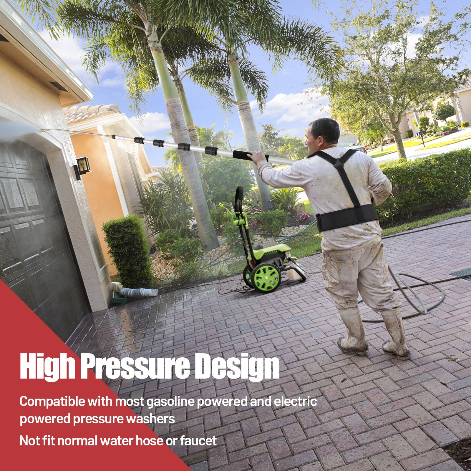 5M Telescoping Wand for Pressure Washers 4000PSI Commercial Grade