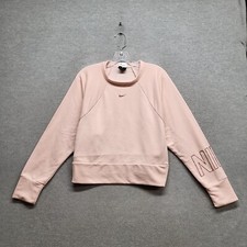 Nike Women Sweatshirt Large Pink Logo Swoosh Cropped Pullover