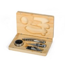 Set accessori vino 4 pezzi  in scatola rettangolare in Bambù BOMBONIERA 1A3M