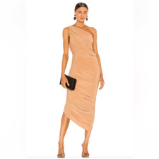 Norma Kamali Diana Gown nude tan midi dress bodycon Revolve New S