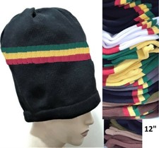 Tall Long Cotton Beanie Black M L XL Dreadlock Rasta Hat Rastafari Jamaica Tam
