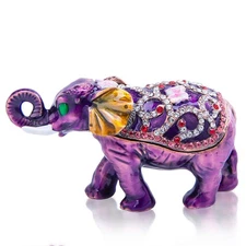 3.8inch Figurine Decor Trinket Box Elephant Jewelry Box Hinged Collectible