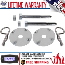 Car Racing Stainless Steel Mount Hood Pin Plate Bonnet Lock Kits Universal 1016