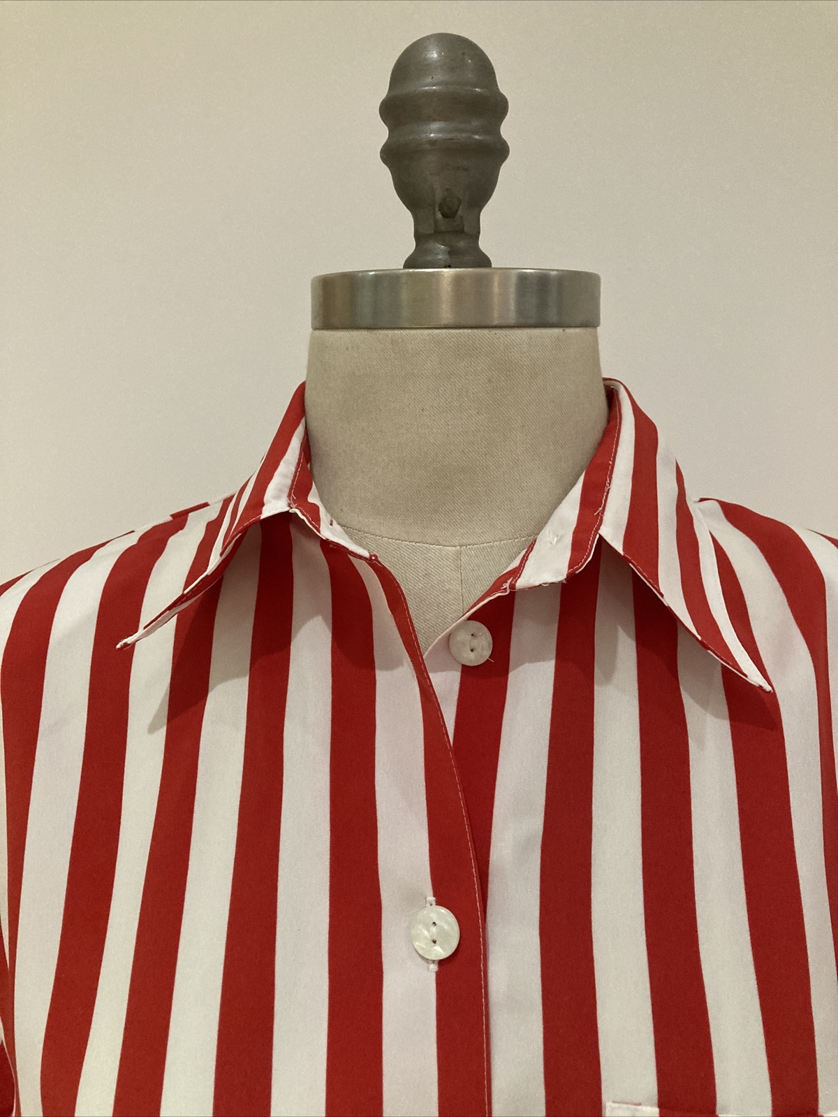 Vintage 1970s/80s Red/White Striped C & A Striped Blouse/Shirt, Size 38 EUR 3