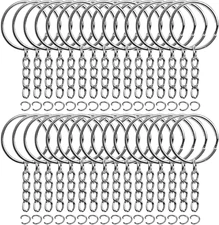 50pcs Bulk Keychains Set, Split Keychains Rings with Chain 1 Inch, Key Rings,