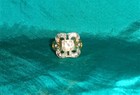 Unique, Classy, pretty, clear topaz ring, set in gold and silver plating, sz 6.5 — photo 2