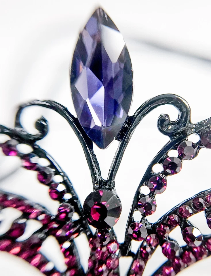 Purple Crystal Masquerade Mask, Masquerade Wedding Mask, Black Mask, Prom Mask - Image 3 of 4