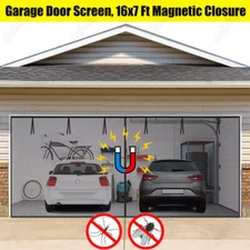 Garage Door Screen Magnetic Single Heavy Duty Mosquito Insects Mesh Net 16x7FT