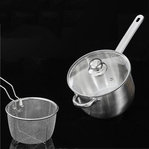 20 CM DEEP FRYER SET 3PCS INDUCTION CHIP PAN STAINLESS STEEL POT+ LID & BASKET - Picture 8 of 11