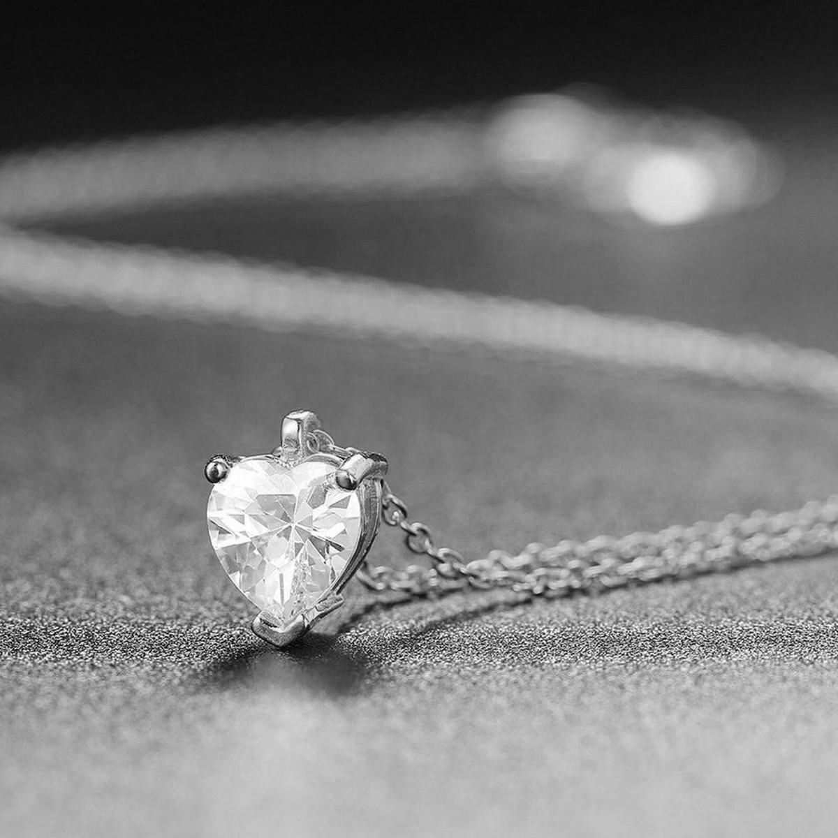 Ct Women's Heart Pendant Necklace in 14K White Gold Finish with Chain