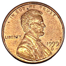 1999-D Penny RD Lincoln Memorial Cent DDOR Rare 1C, US Mint Coin USA Currency