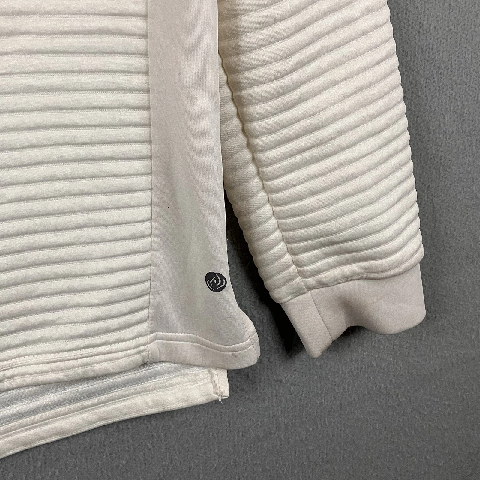 OFF WHITE Felpa con cappuccio Apana donna M bianco avorio con cappuccio manica lunga collo alto vestibilità regolare tinta unita