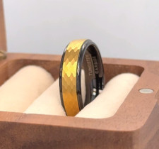 Tungsten Wedding Ring with Brushed Hammered Women's Wedding Band Men's Gift Ring