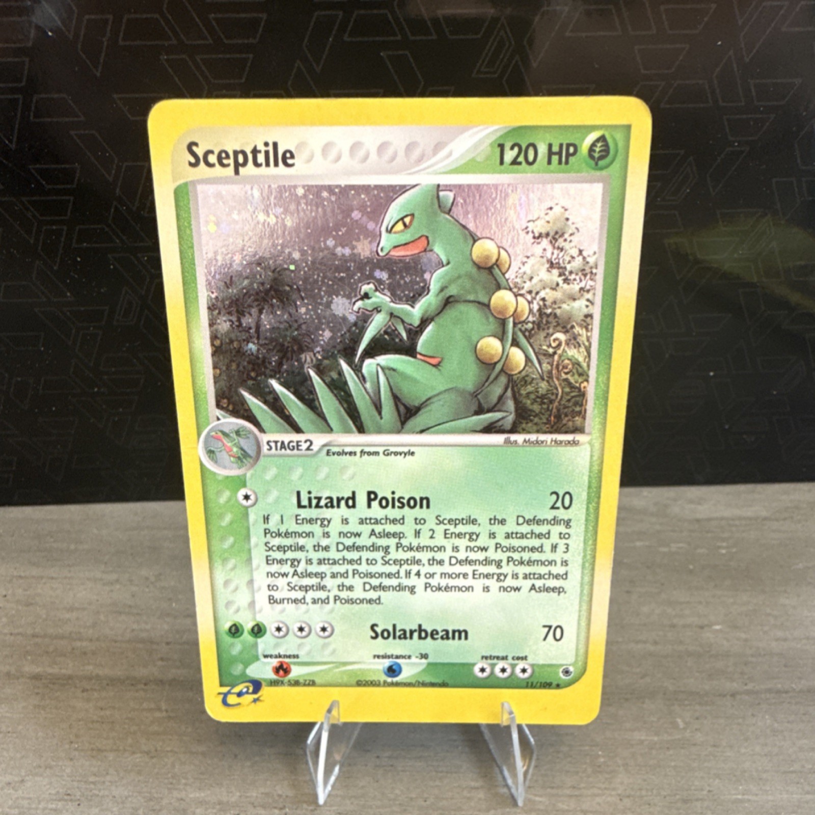 Pokémon Sceptile 11/109 Ruby & Sapphire Holo Rare HP120 Stage 2 Solarbeam
