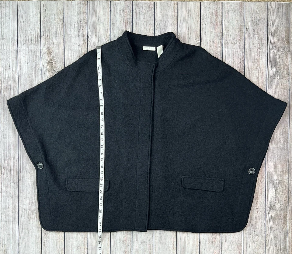 TWEEDS Mujer Lana Capa Chaqueta Abrigo Talla Grande 3x Negro Botón Cuello y Laterales Poncho Foto 4 de 4