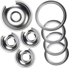 WB32X10013 WB32X10012 Chrome Stove Burner Drip Pan Set 4-Pack Fits for GE Hotpoi